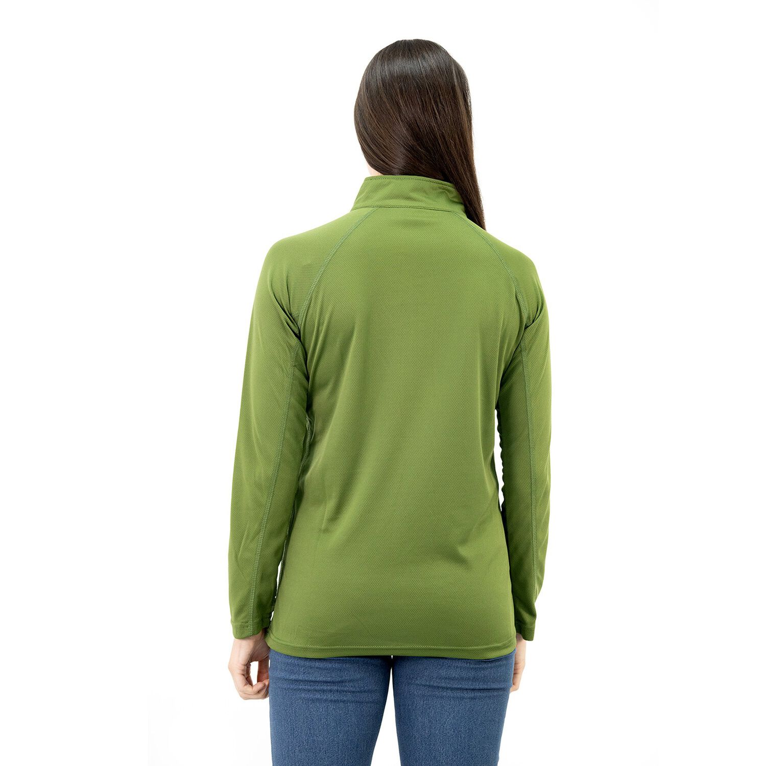 Polera Quebec Half-zip Mujer Verde Oliva image number 3.0